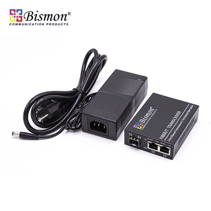  Media Converters 2 Port RJ45 PoE Gigabit + 1 SFP Slot fiber optic